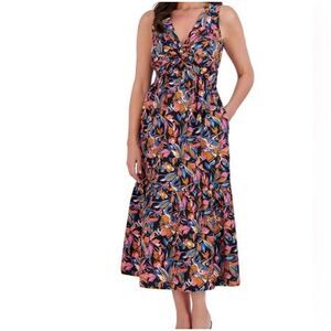 French Connection Twist Front Dress Long size XXL Floral Cotton Plus Size